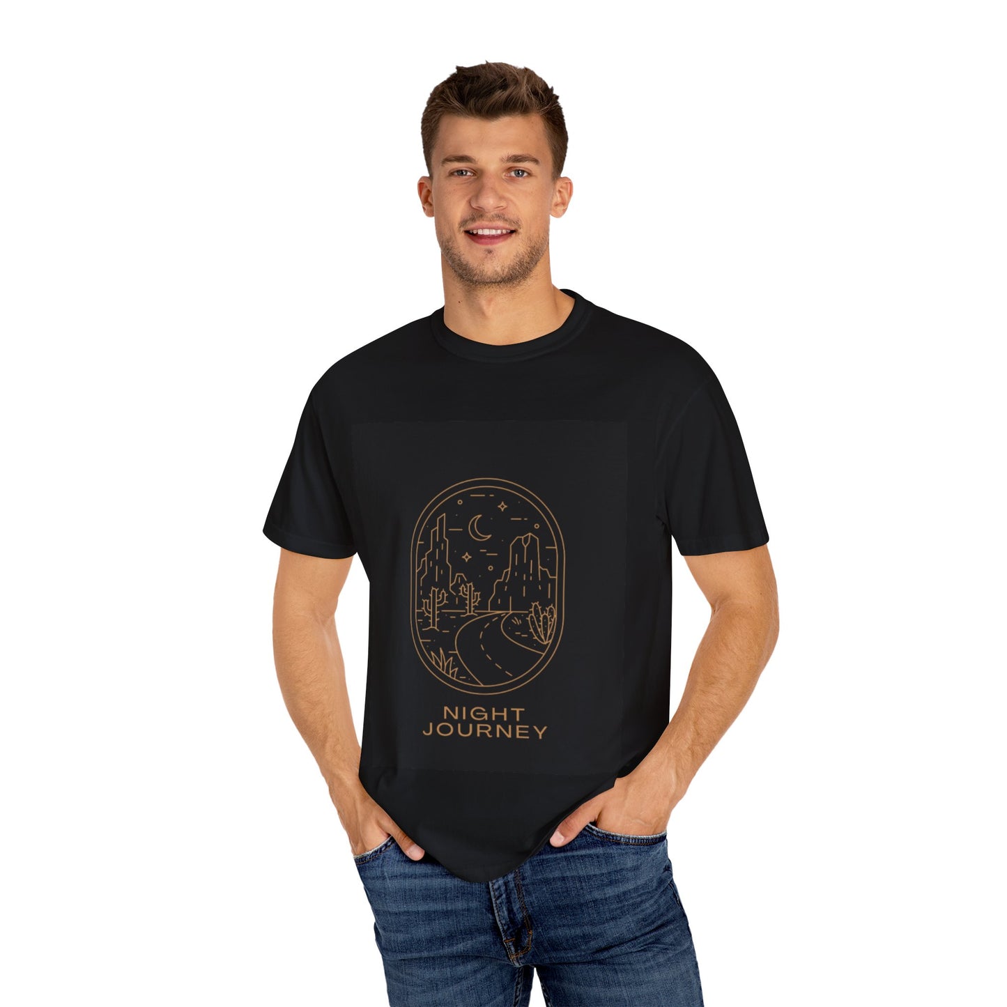 Night Journey Garment-Dyed T-Shirt, Bohemian Tee, Travel Shirt, Adventure Apparel, Gift for Wanderers, Night Sky Fashion
