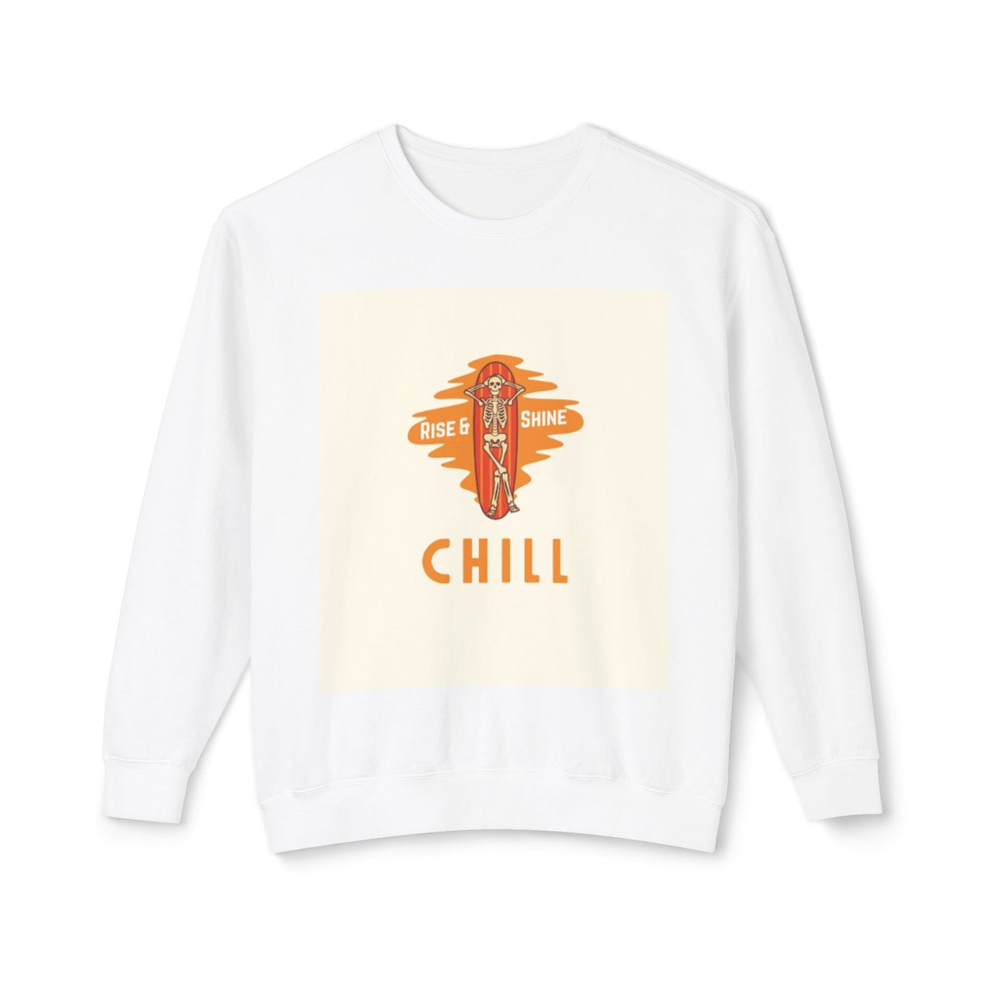 Chill Lightweight Crewneck Sweatshirt, Rise & Shine Graphic, Cozy Lounge Wear, Perfect Gift for Any Occasion, Trendy Fall Fashion