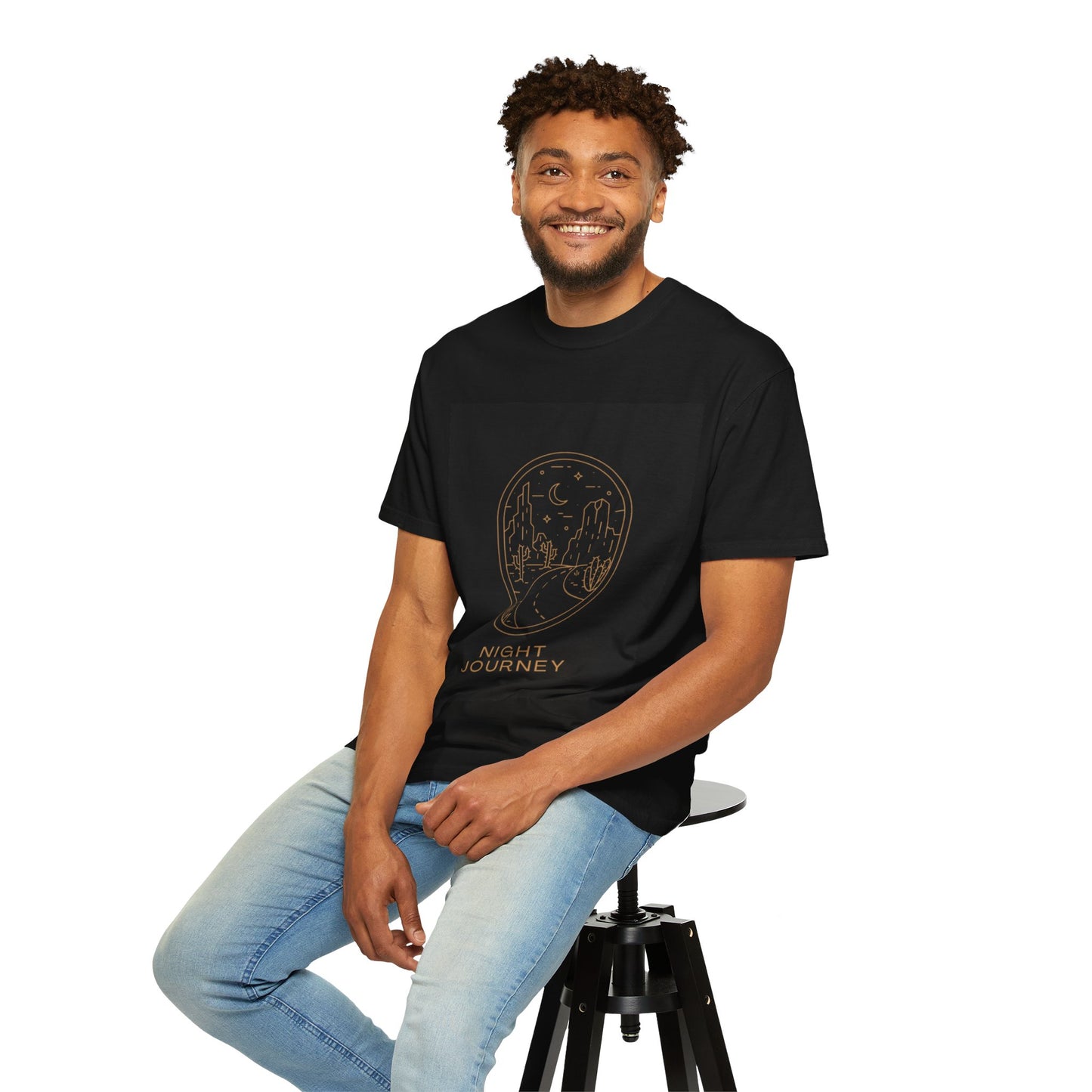Night Journey Garment-Dyed T-Shirt, Bohemian Tee, Travel Shirt, Adventure Apparel, Gift for Wanderers, Night Sky Fashion
