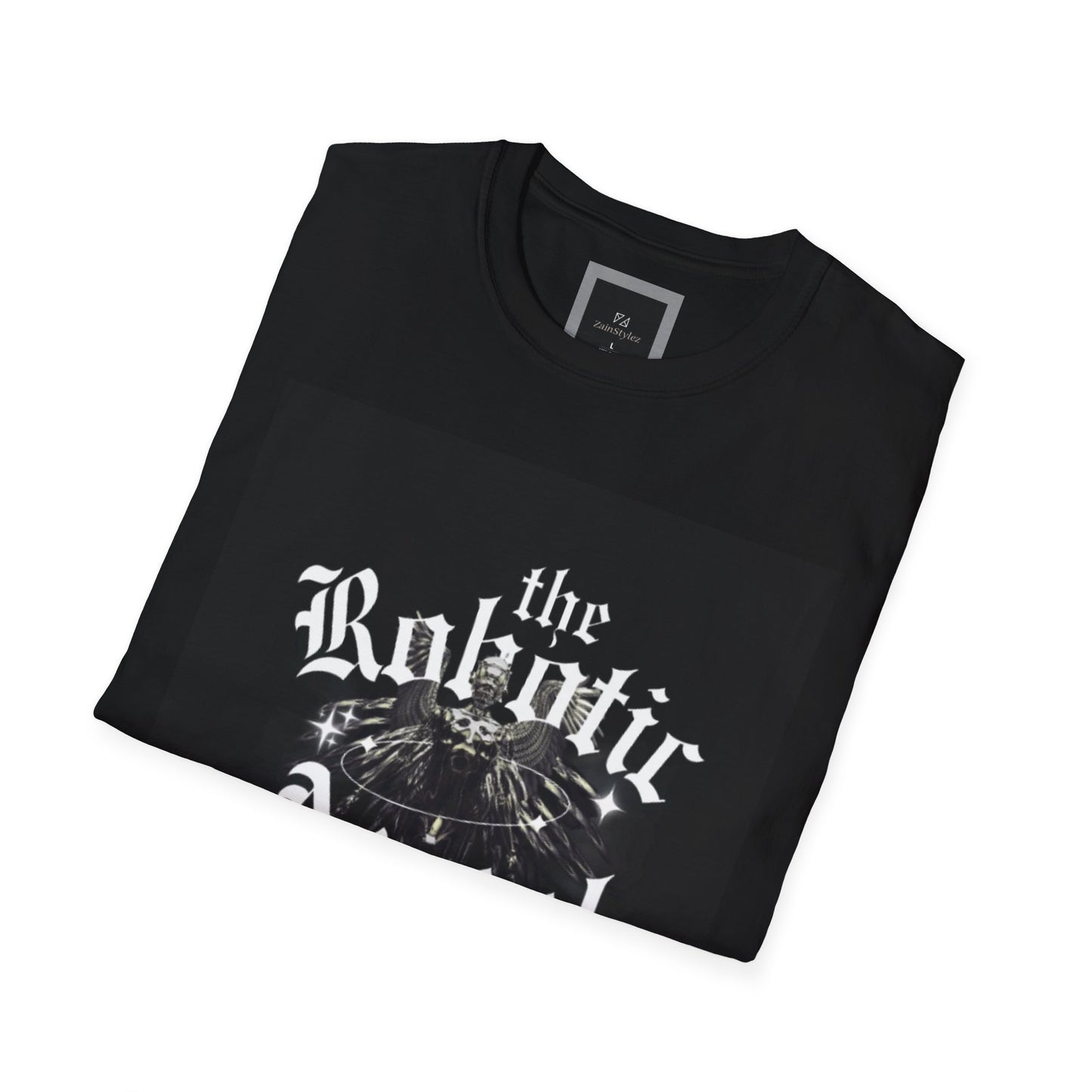 Gothic Graphic Tee | The Robotic Angel | Softstyle T-Shirt | Vintage Streetwear | Art Lover Gift | Casual Outfit Essential