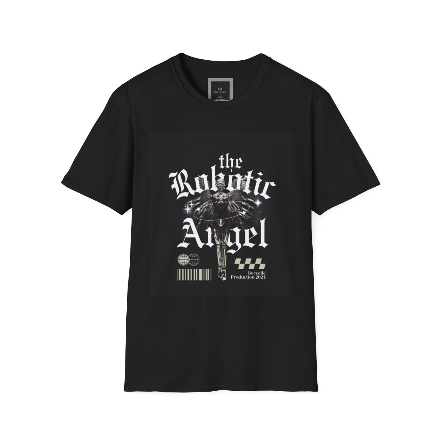 Gothic Graphic Tee | The Robotic Angel | Softstyle T-Shirt | Vintage Streetwear | Art Lover Gift | Casual Outfit Essential