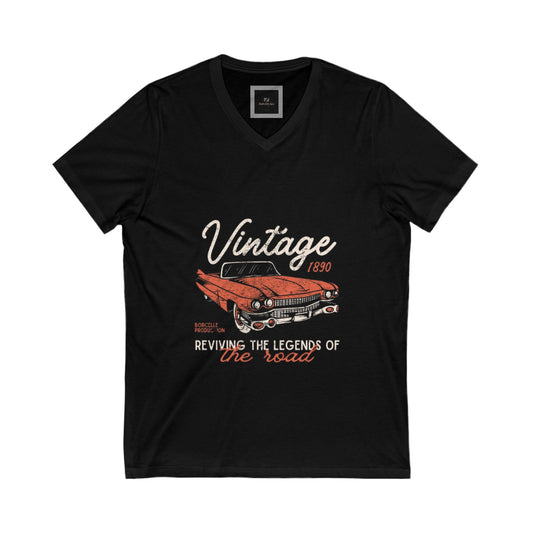 Vintage Car V-Neck Tee, Classic Auto Shirt, Retro Car Lover Gift, Cool Vintage Apparel, Perfect for Auto Shows, Father's Day