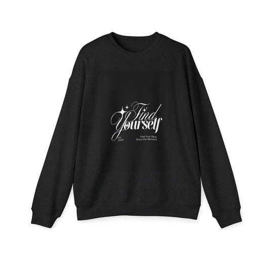 Drop Shoulder Sweatshirt - Find Yourself, Cozy Graphic Sweatshirt, Inspirational Gift, Casual Wear, Self-Love Apparel