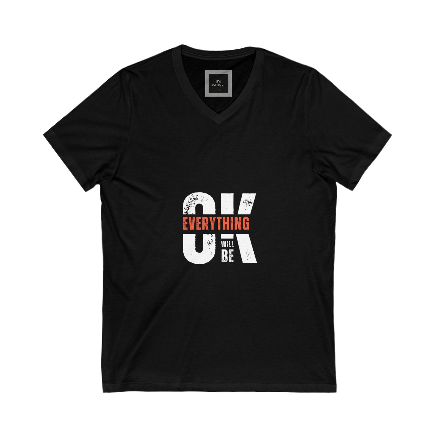 Everything Will Be OK V-Neck Tee, Relaxed Fit Shirt, Inspirational T-Shirt, Casual Wear, Positive Affirmation Top
