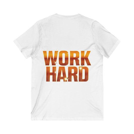 Motivational Work Hard V-Neck Tee - Inspirational Gift for Office, Casual Wear, Gym, Birthday, Encouragement