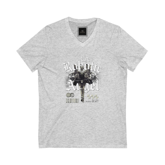 Robotic Angel V-Neck Tee, Futuristic Shirt, Techy Graphic T-Shirt, Gift for Tech Lovers, Trendy Casual Wear