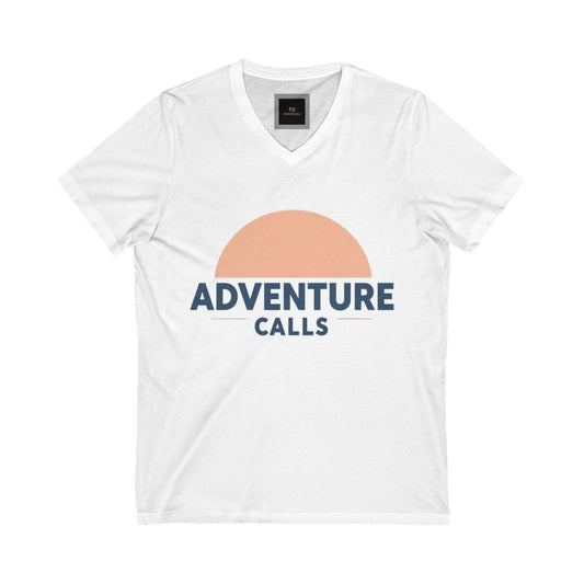 Adventure Calls V-Neck Tee, Adventure Shirt, Casual Summer Top, Gift for Adventurers, Travel T-Shirt, Nature Lover Apparel