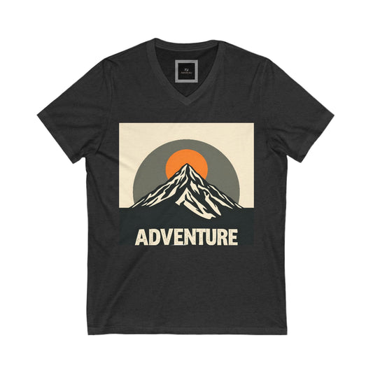 Adventure Mountain V-Neck Tee, Outdoor Enthusiast Shirt, Adventure Apparel, Gift for Travelers, Hiking T-Shirt, Casual Adventure Wear