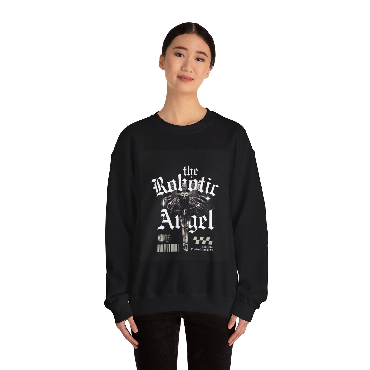Robotic Angel Sweatshirt, Cozy Crewneck, Unique Graphic Sweatshirt, Perfect Gift, Trendy Streetwear, Perfect for Every Season
