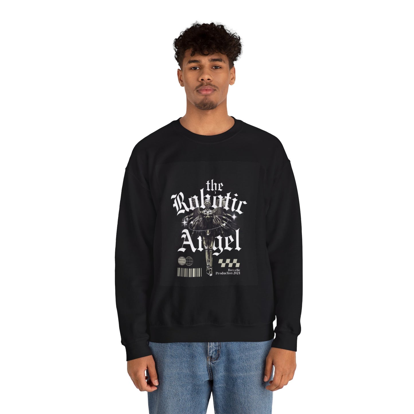 Robotic Angel Sweatshirt, Cozy Crewneck, Unique Graphic Sweatshirt, Perfect Gift, Trendy Streetwear, Perfect for Every Season