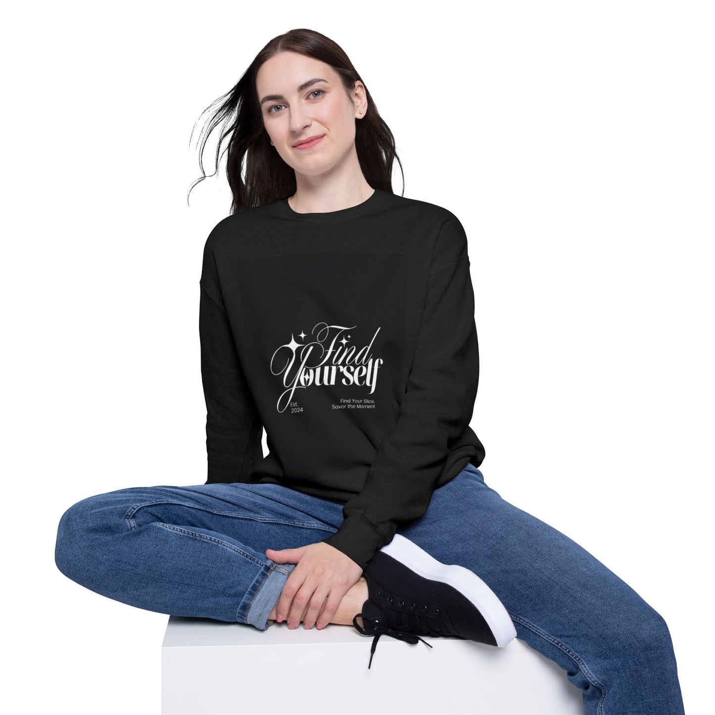 Drop Shoulder Sweatshirt - Find Yourself, Cozy Graphic Sweatshirt, Inspirational Gift, Casual Wear, Self-Love Apparel