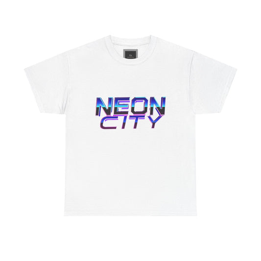 Neon City Heavy Cotton Tee | Retro Graphic Tee, Streetwear Shirt, Gamer Apparel, Festival Clothing, Gift for Him/Her