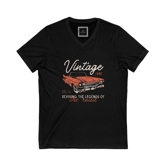 Vintage Car V-Neck Tee, Classic Auto Shirt, Retro Car Lover Gift, Cool Vintage Apparel, Perfect for Auto Shows, Father's Day