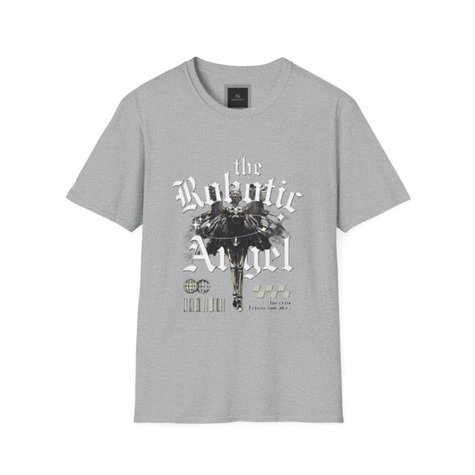 Gothic Graphic Tee | The Robotic Angel | Softstyle T-Shirt | Vintage Streetwear | Art Lover Gift | Casual Outfit Essential