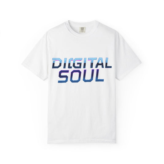 Digital Soul Garment-Dyed T-Shirt, Trendy Graphic Tee, Unique Fashion Statement, Gifts for Tech Lovers, Casual Everyday Wear