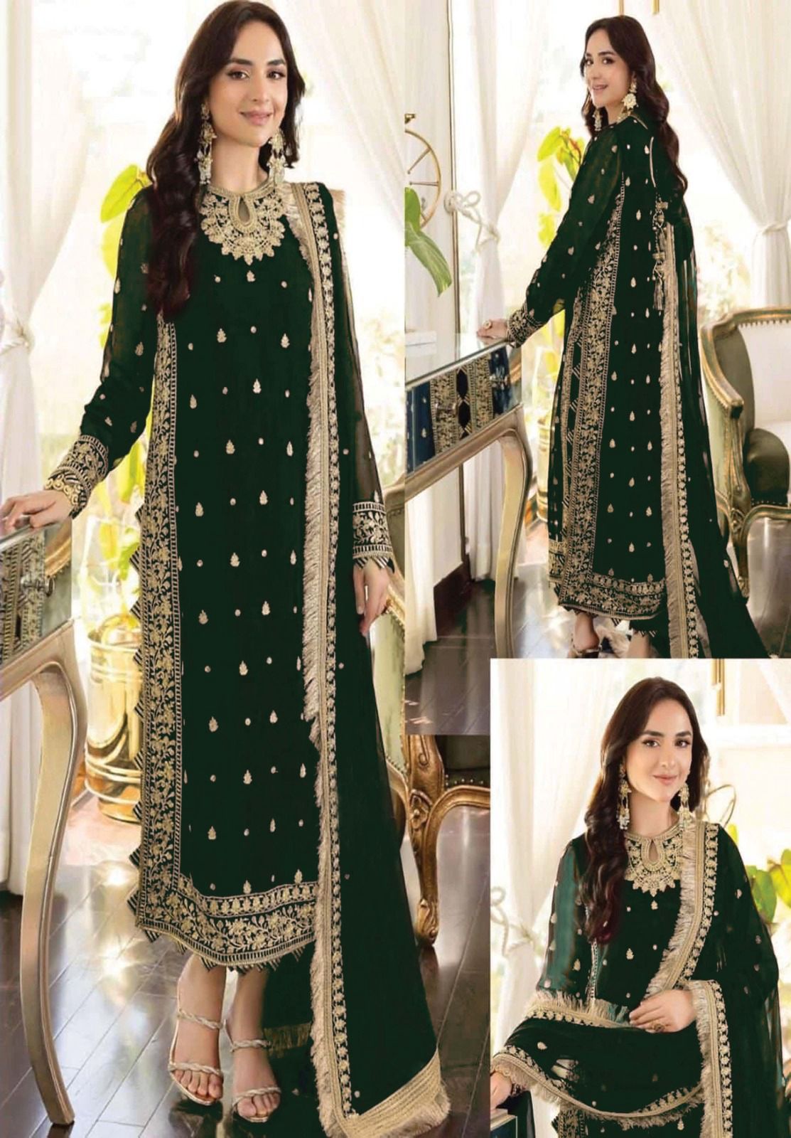 CHIFFON Suit With SATIN SILK Trouser