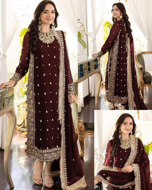 CHIFFON Suit With SATIN SILK Trouser